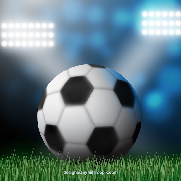 Футбольный мяч фон с полем в реалистичном стиле