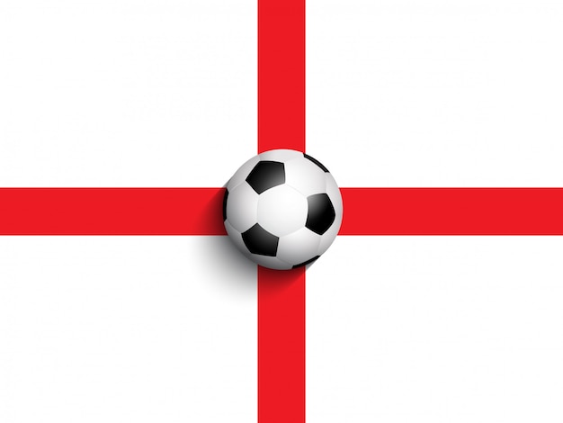 Vettore gratuito pallone da calcio su sfondo bandiera inghilterra