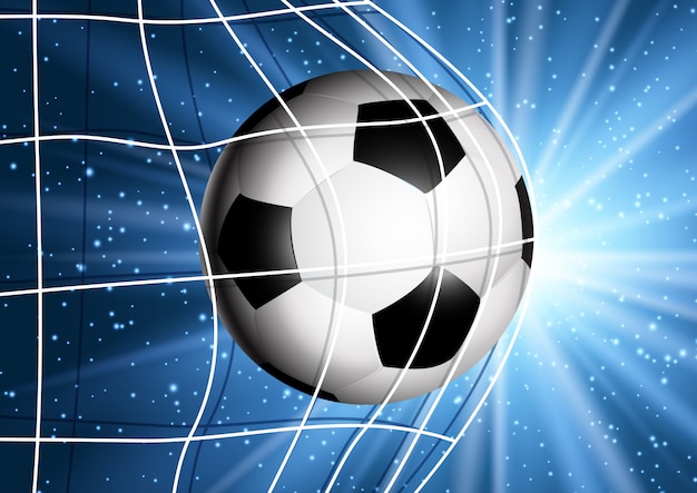 Soccer ball flying into the goal