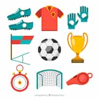 Free vector soccer elements collection with equipment