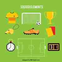 Free vector soccer elements collection with equipment