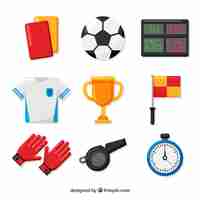 Free vector soccer elements collection with equipment