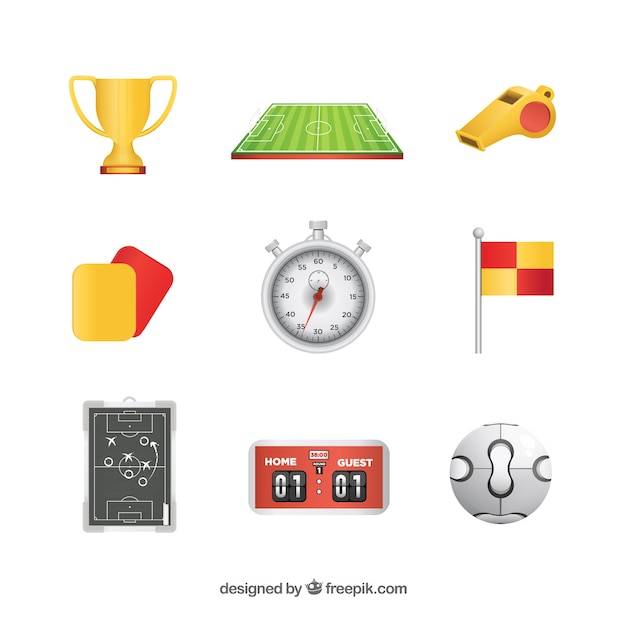 Free vector soccer elements collection with equipment