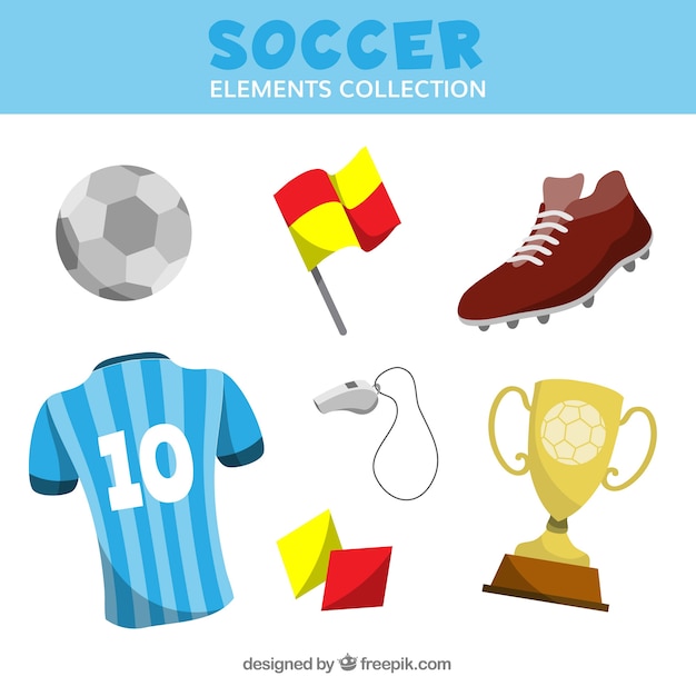 Free vector soccer elements collection with equipment