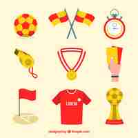 Free vector soccer elements collection with equipment