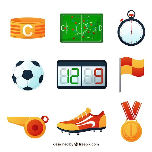 Soccer elements collection with equipment