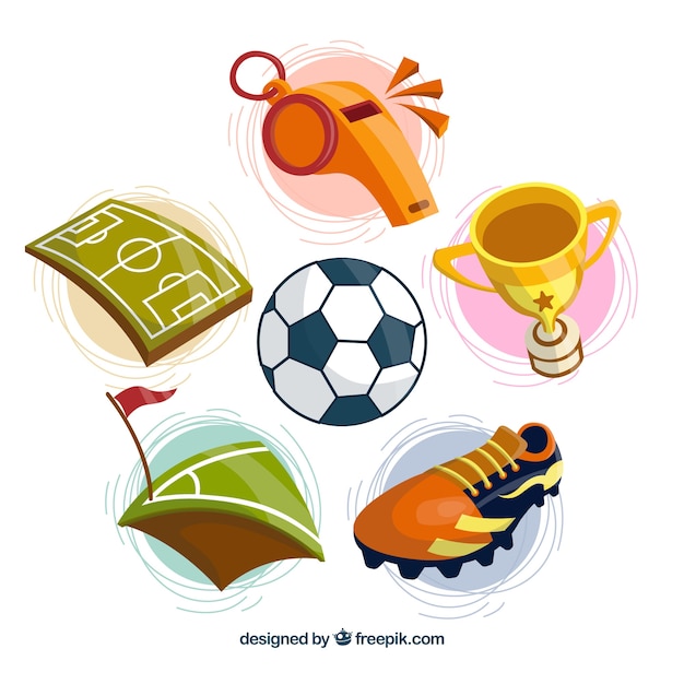 Free vector soccer elements collection with equipment