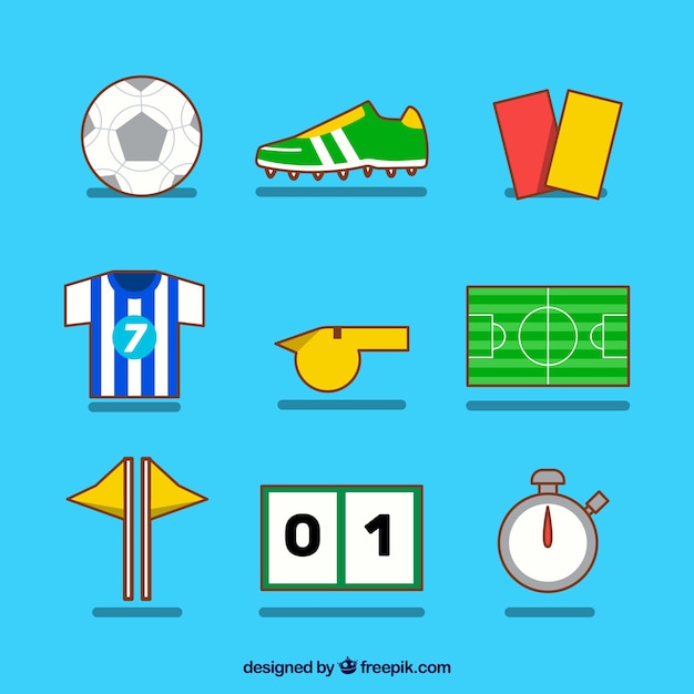 Soccer elements collection with equipment