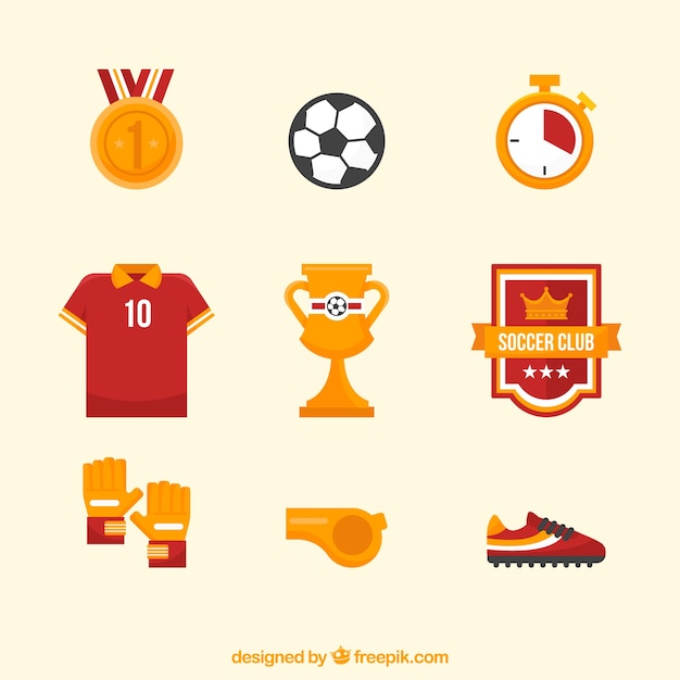 Free vector soccer elements collection with equipment