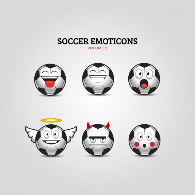 Vettore gratuito calcio emoticon set