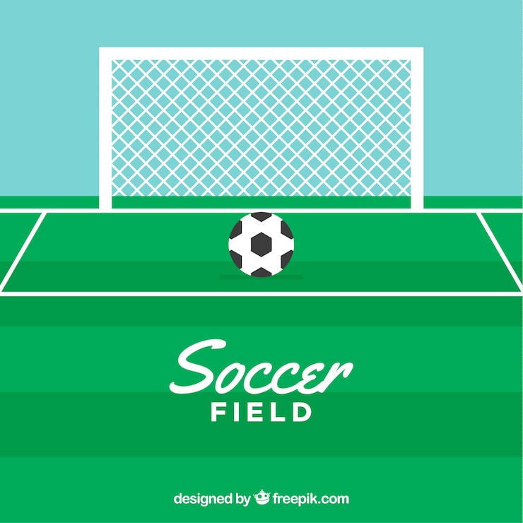 Free Vector soccer field background with scoreboard in flat style