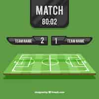 Free vector soccer field background with scoreboard