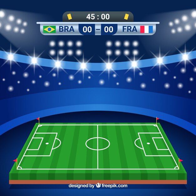 Soccer field background with scoreboard