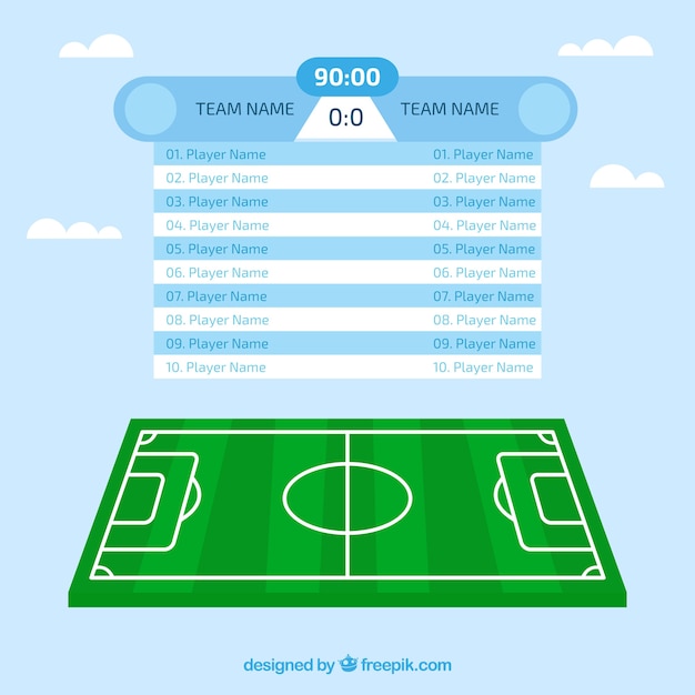 Free vector soccer field background with scoreboard