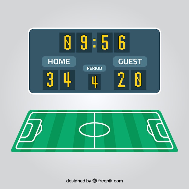 Free vector soccer field background with scoreboard