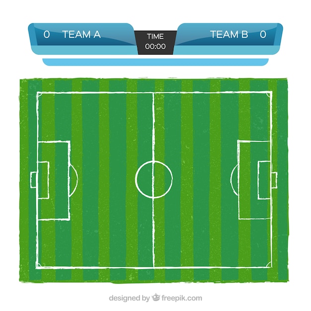 Soccer field background with scoreboard