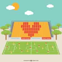 Free vector soccer field with players