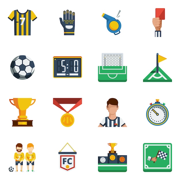 Free vector soccer flat icon set