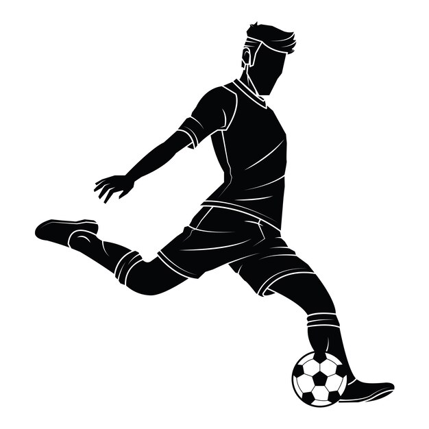 サッカーのサッカーのシルエットの選手 プレミアムベクター