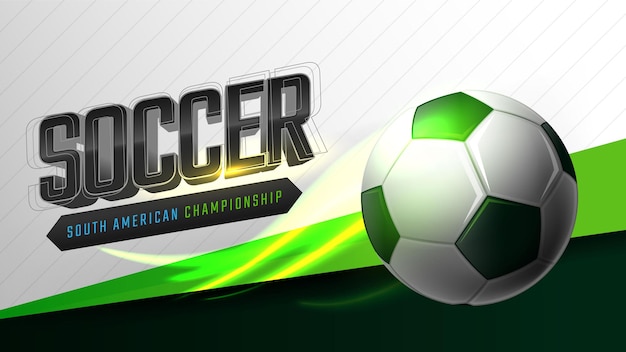 Soccer game banner template with football and light effect