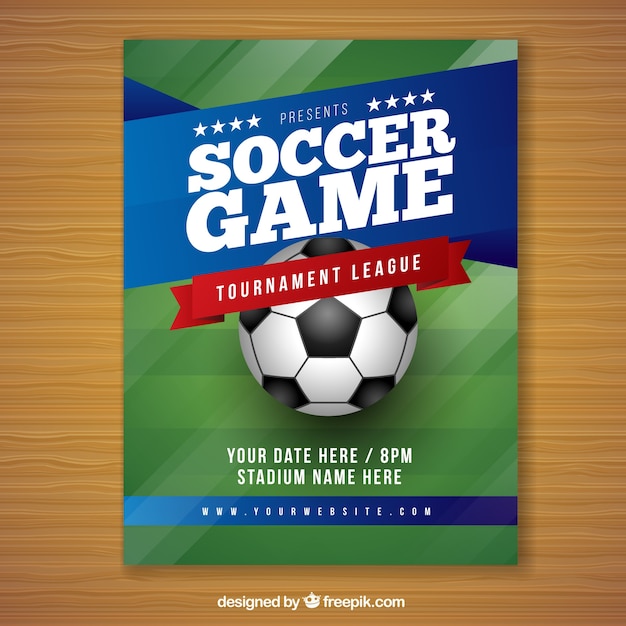 Free vector soccer game flyer in realistic style