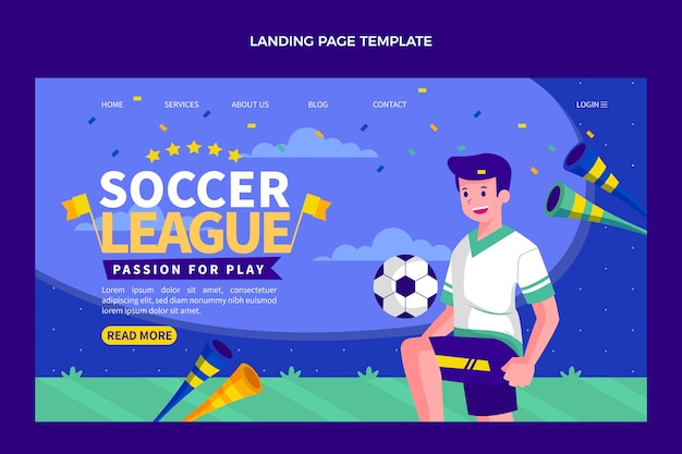 Free vector soccer landing page template