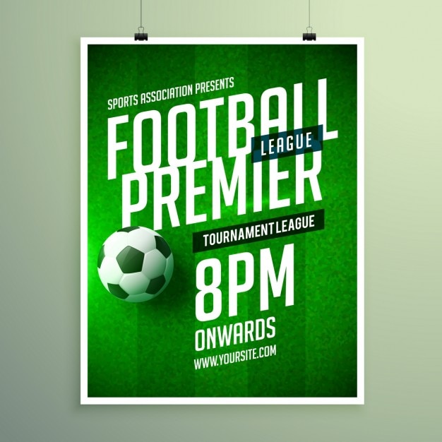 Free Vector soccer league brochure, invitation template
