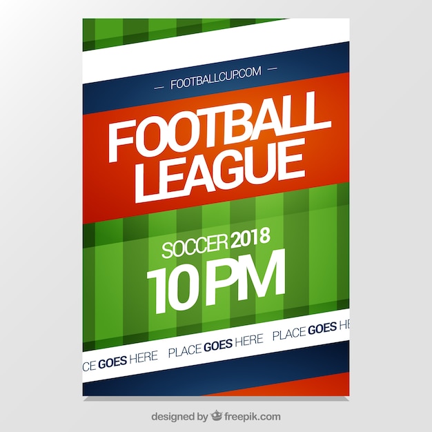 Free vector soccer league flyer with ball in flat style