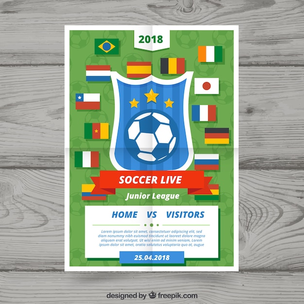 Vector Templates: Soccer League Flyer with Ball in Flat Style – Free Vector Download