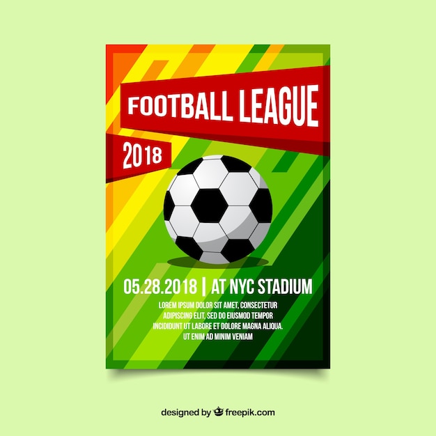 Free vector soccer league flyer with ball in flat style