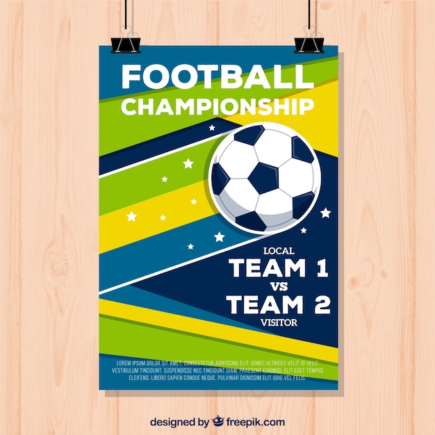 Бесплатное векторное изображение Футбольная лига флаера с мячом в плоском стиле