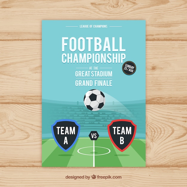 Free vector soccer league flyer with ball