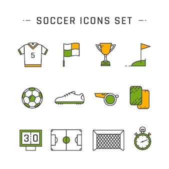 サッカーラインアイコンセット サッカーコレクション プレミアムベクター サッカーラインアイコンセット サッカーコレクション プレミアムベクター
