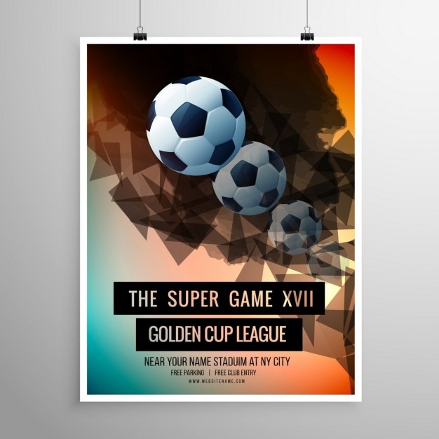 Free Vector soccer poster with balls