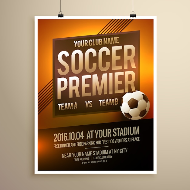 Free vector soccer poster with warm tones