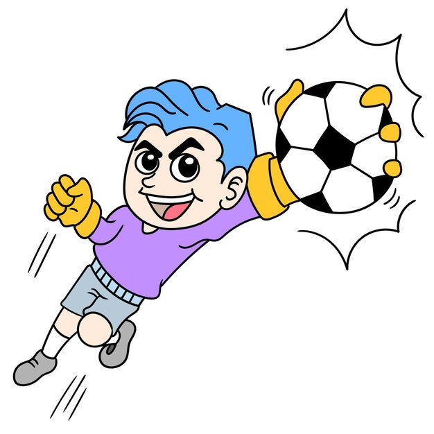 疑問符と電球の文字がかわいいサッカーボール フラット漫画キャラクターイラストアイコンデザイン 白い背景で隔離されました サッカーボールのアイデアコンセプト プレミアムベクター