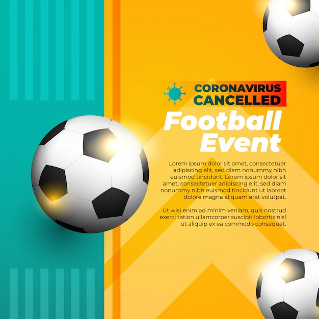 Soccer sports event canceled flyer or banner