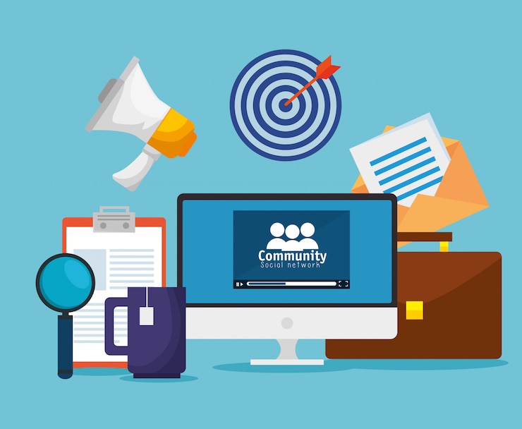 Free Vector social community profile to cooperation message