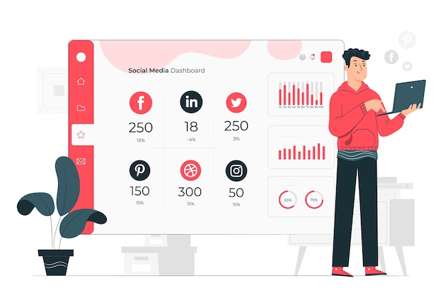 Free vector social dashboard concept illustration