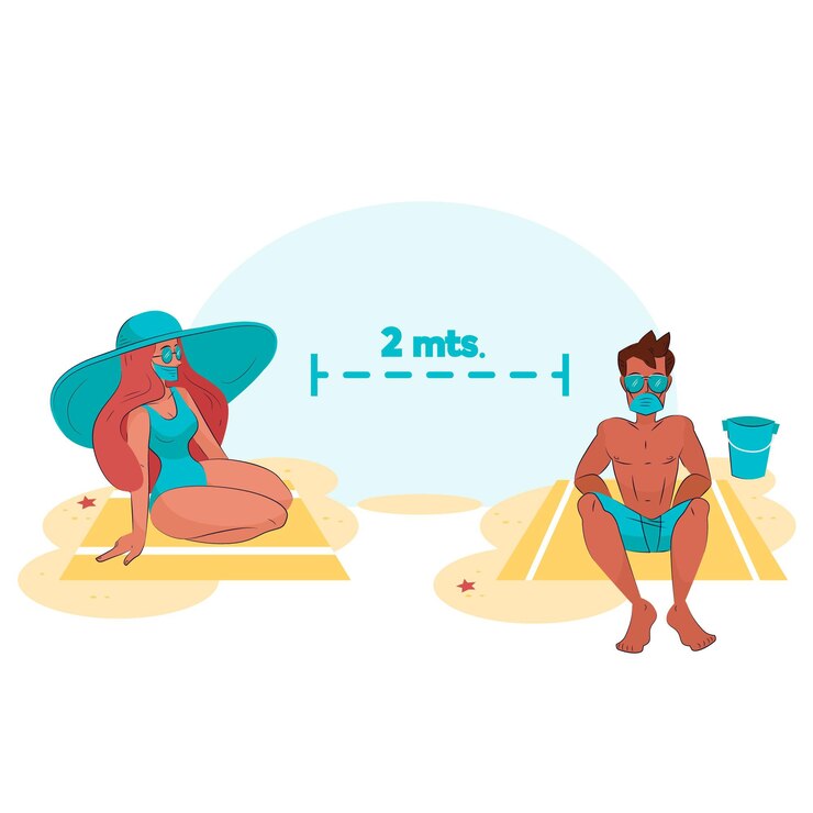 Free Vector social distance on the beach