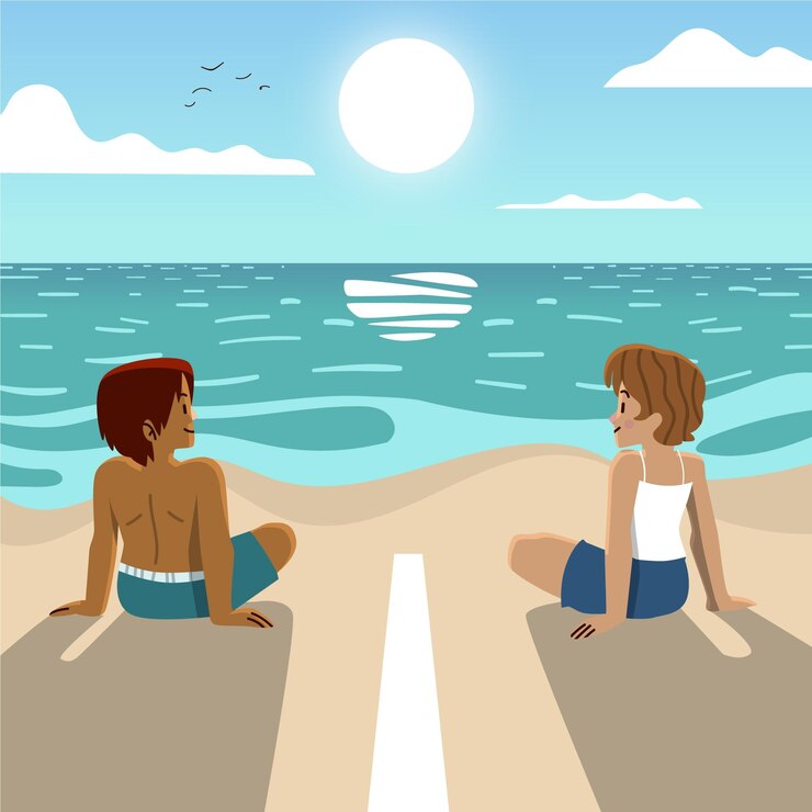 Free Vector social distance on the beach