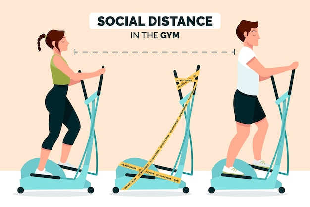 Free vector social distance in the gym concept