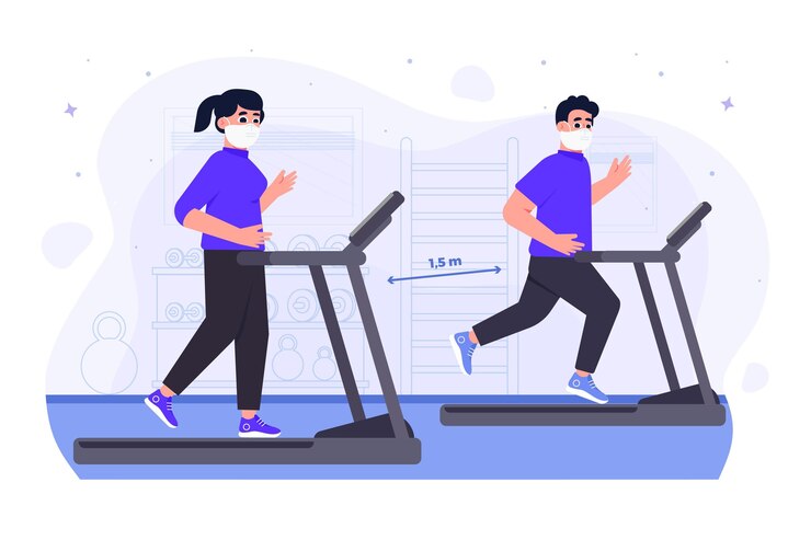 Free Vector social distance in the gym new normal