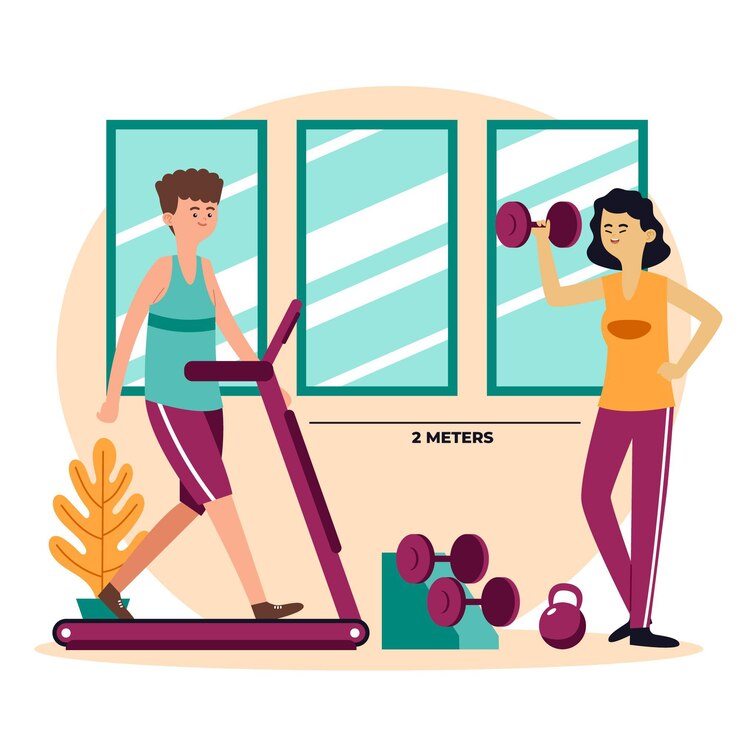 Free Vector social distance in the gym