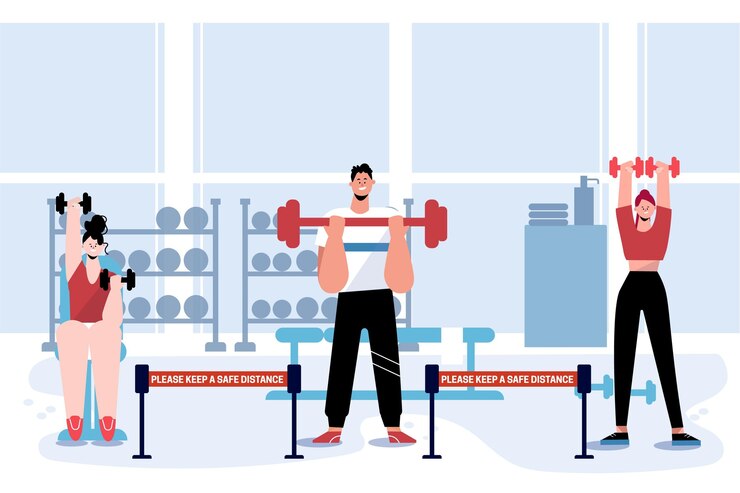 Free Vector social distance in the gym