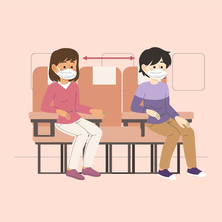 무료 Vector 승객 사이의 사회적 거리