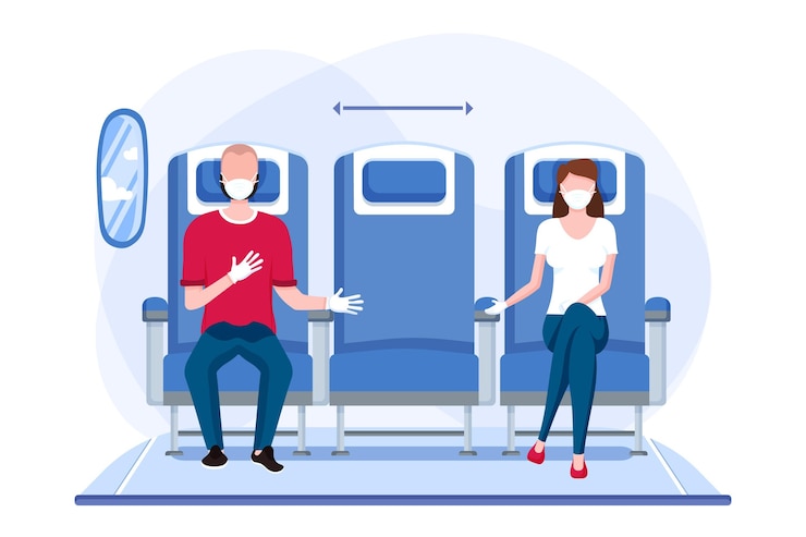 Free Vector social distance between passengers