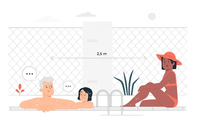 Social distance at the pool concept illustration