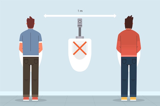 Free vector social distance in public toilets