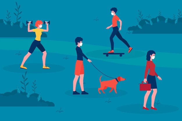 social distancing and activities in the park